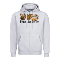Heather Grey peace love coffee Zipper Hoodie - BarkalooDesign
