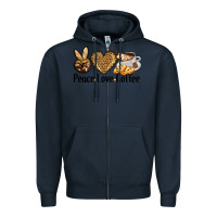 Navy peace love coffee Zipper Hoodie - BarkalooDesign