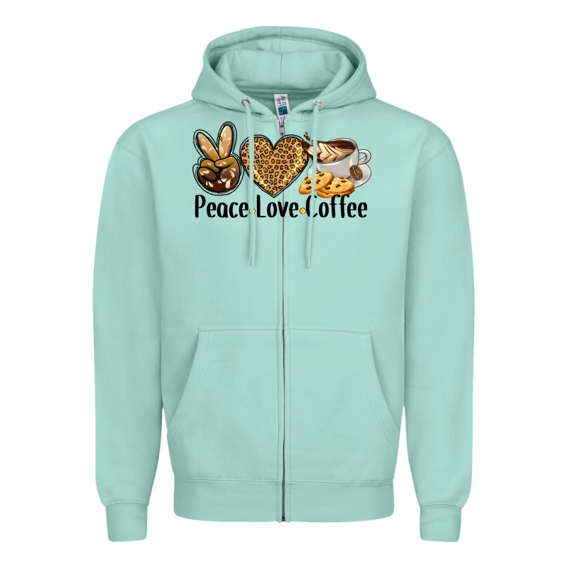 Peace Love Coffee Zipper Hoodie by BarkalooDesign | Teevron