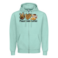 Seafoam peace love coffee Zipper Hoodie - BarkalooDesign