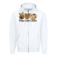 White peace love coffee Zipper Hoodie - BarkalooDesign