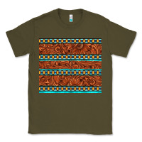 Army Green tooled leather and aztec Classic Tee - TumblerDesignByShophia