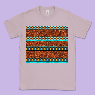 Tooled Leather And Aztec Classic Tee Designed By Tumblerdesignbyshophia