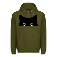 Army Green Peeking Cat Premium Hoodie - maiPhamDesign