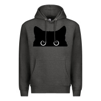 Charcoal Heather Peeking Cat Premium Hoodie - maiPhamDesign