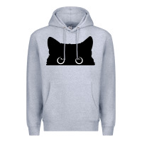 Heather Grey Peeking Cat Premium Hoodie - maiPhamDesign