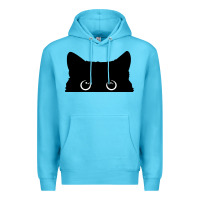 Ocean Blue Peeking Cat Premium Hoodie - maiPhamDesign