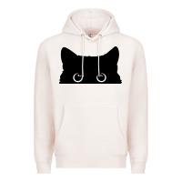 Pale Pink Peeking Cat Premium Hoodie - maiPhamDesign