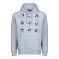 Heather Grey Skulls Premium Hoodie - maiPhamDesign