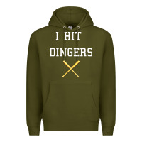 Army Green i hit dingers baseball Premium Hoodie - maiPhamDesign