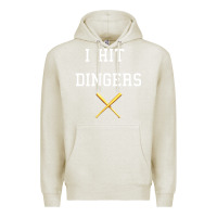 Oatmeal Heather i hit dingers baseball Premium Hoodie - maiPhamDesign