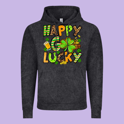 St. Patrick's Happy Go Lucky Vintage Hoodie Designed By Oliviacreatesart