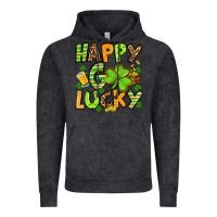 Vintage Black St. Patrick's Happy go lucky Vintage Hoodie - OliviaCreatesArt
