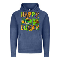 Vintage Denim St. Patrick's Happy go lucky Vintage Hoodie - OliviaCreatesArt
