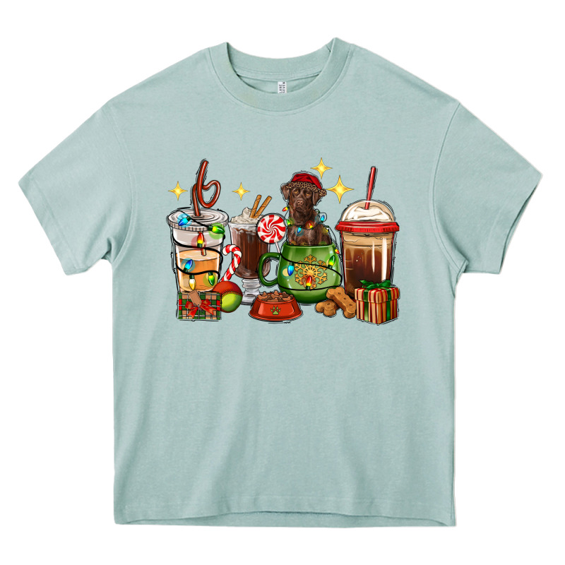 Christmas Coffee Cups With Labrador Heavy Core Tee by RanaPortraitStore | Teevron