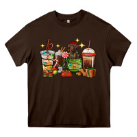 Chocolate Brown Christmas coffee cups with Labrador Heavy Core Tee - RanaPortraitStore
