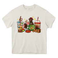 Cream Christmas coffee cups with Labrador Heavy Core Tee - RanaPortraitStore