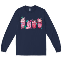 Navy Breast Cancer Coffee Cups Long Sleeve Tee - FaDigitalArtStudio