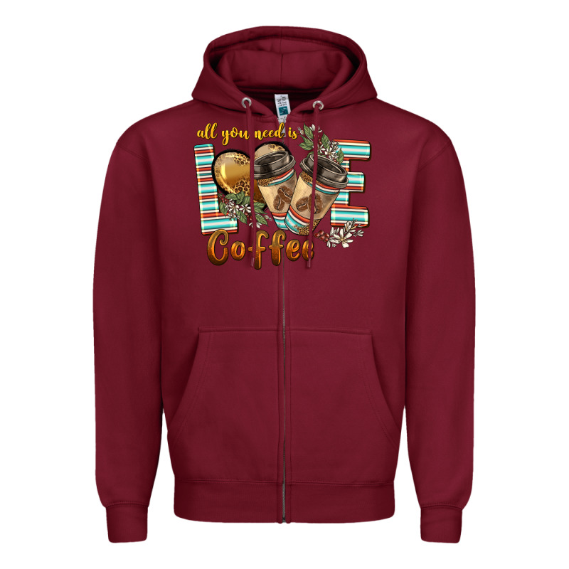 All You Need Is Love Coffee Zipper Hoodie by BarkalooDesign | Teevron