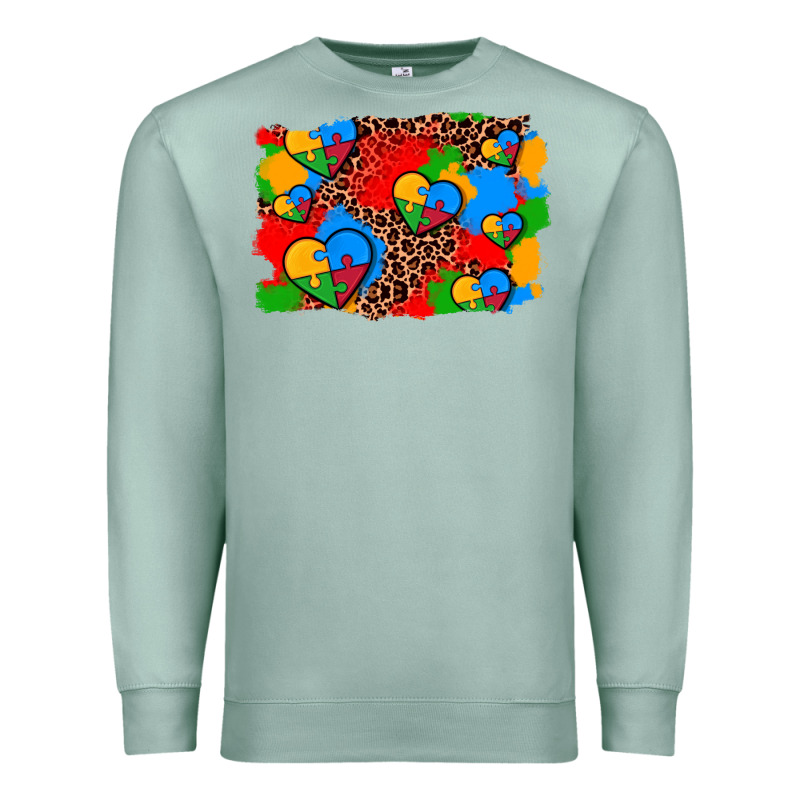 Autism Heart Background Premium Sweatshirt by AdoDesignShop | Teevron