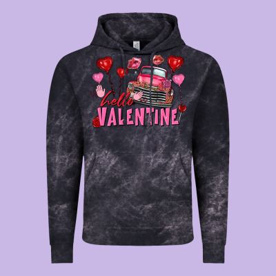 Hello Valentine Valentine's Day Truck Vintage Hoodie Designed By Fadigitalartstudio