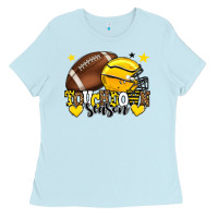 Baby Blue Touchdown season American Football yellow team Ladies Tee - HowdyJamesFarm