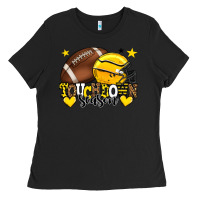 Black Touchdown season American Football yellow team Ladies Tee - HowdyJamesFarm