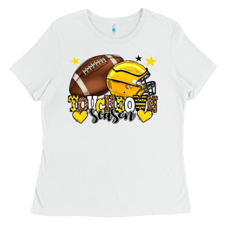 Touchdown Season American Football Yellow Team Ladies Tee by HowdyJamesFarm | Teevron