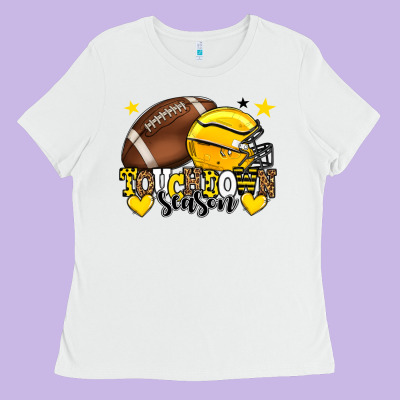 Touchdown Season American Football Yellow Team Ladies Tee Designed By Howdyjamesfarm