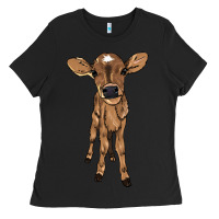Black Baby cow Ladies Tee - HowdyJamesFarm