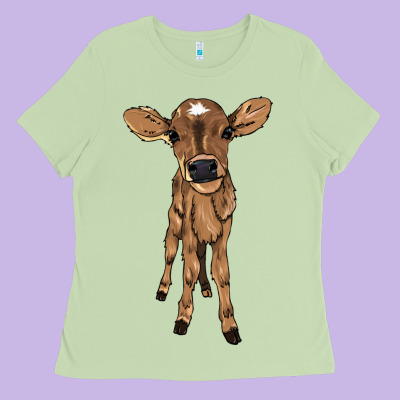 Baby Cow Ladies Tee Designed By Howdyjamesfarm