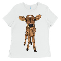 White Baby cow Ladies Tee - HowdyJamesFarm