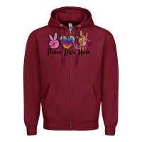 Burgundy peace love hair Zipper Hoodie - BarkalooDesign