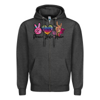 Charcoal Heather peace love hair Zipper Hoodie - BarkalooDesign