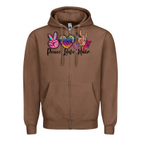 Chestnut peace love hair Zipper Hoodie - BarkalooDesign
