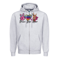 Heather Grey peace love hair Zipper Hoodie - BarkalooDesign