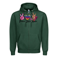Sports Green peace love hair Zipper Hoodie - BarkalooDesign