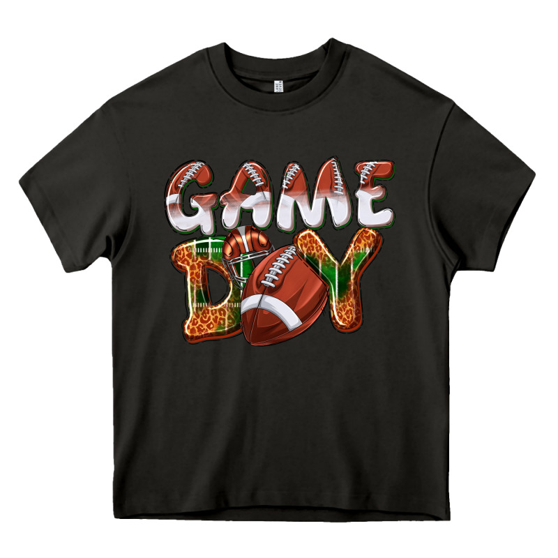 Game Day Leopard Football Heavy Core Tee by NancyCooperArtShop | Teevron