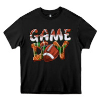 Black Game day leopard Football Heavy Core Tee - NancyCooperArtShop
