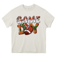 Cream Game day leopard Football Heavy Core Tee - NancyCooperArtShop