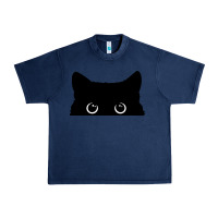 Navy Peeking Cat Urban Heavy Tee - maiPhamDesign
