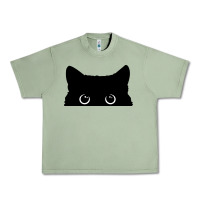 Oil Green Peeking Cat Urban Heavy Tee - maiPhamDesign