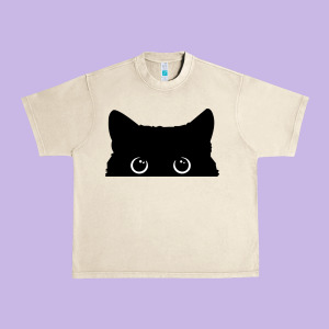 Peeking Cat Urban Heavy Tee Designed By Maiphamdesign