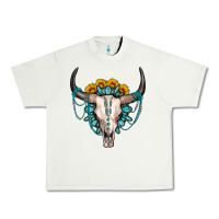 Pistachio sunflower gemstone bull skull Urban Heavy Tee - OliviaCreatesArt