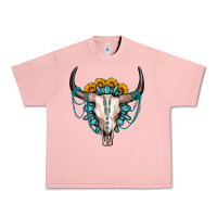 Salmon sunflower gemstone bull skull Urban Heavy Tee - OliviaCreatesArt
