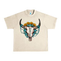 Sandshell sunflower gemstone bull skull Urban Heavy Tee - OliviaCreatesArt