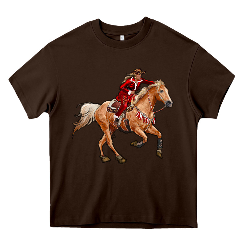 Western Christmas Cowgirl On The Horse Heavy Core Tee by RanaPortraitStore | Teevron