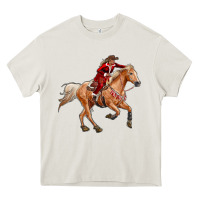 Cream Western Christmas Cowgirl On The Horse Heavy Core Tee - RanaPortraitStore