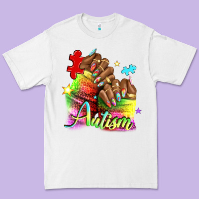 Black Woman Autism Nails Premium Tee Designed By Nancycooperartshop