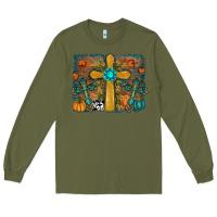 Army Green fall cross Long Sleeve Tee - RanaPortraitStore